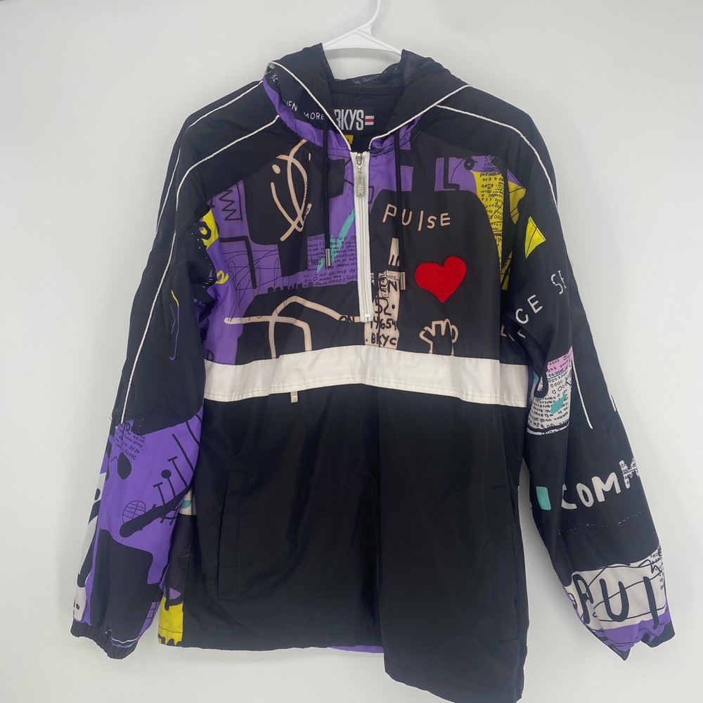 Black and Purple Windbreaker with Sporty Accents